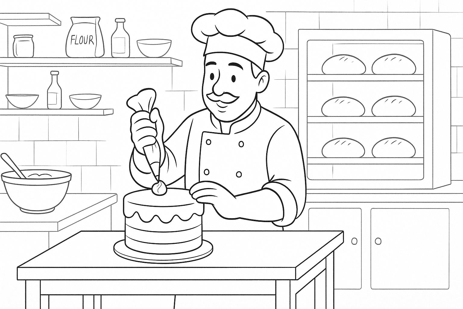 Bäcker beim Kuchenbacken