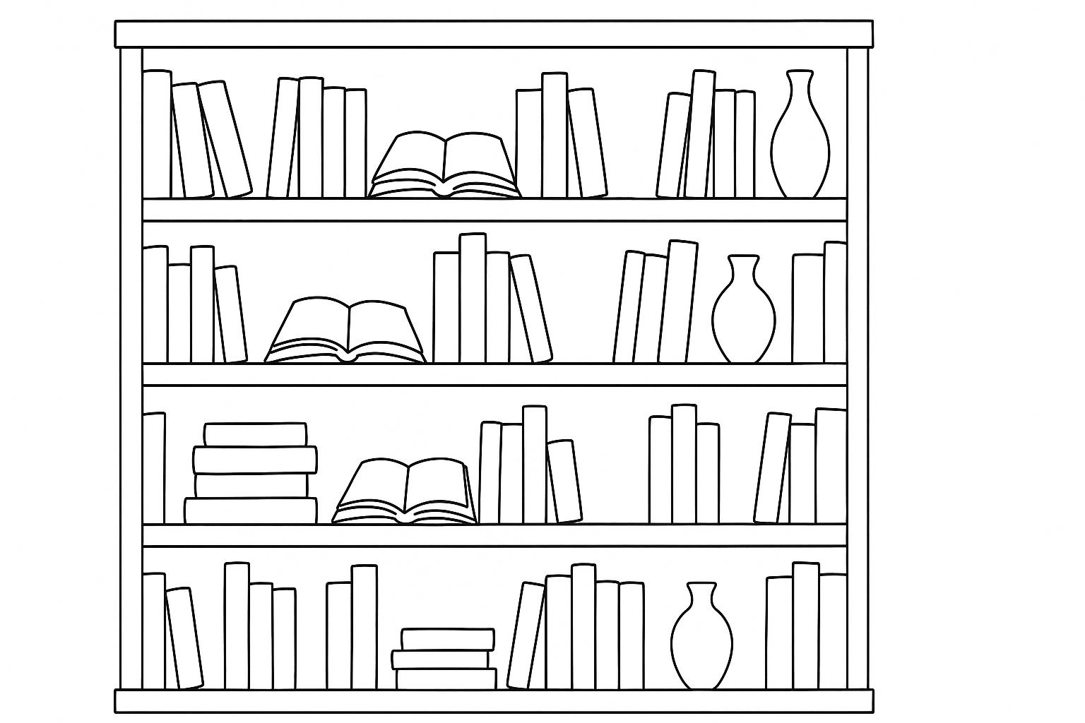 Bücherregal mit Vasen