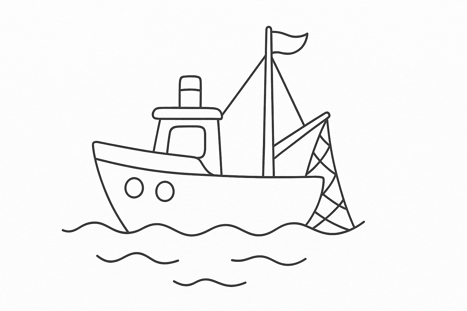 Einfaches Fischerboot auf dem Mee
