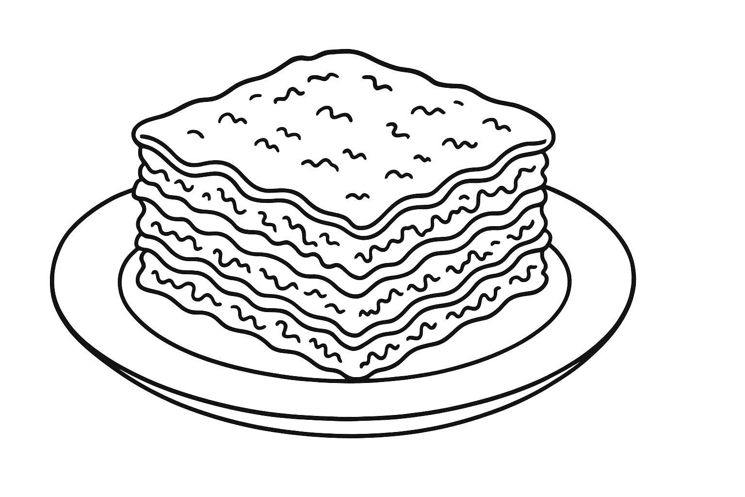 Lasagne Malvorlage – gratis Ausmalbild im DIN-A4 PDF Format