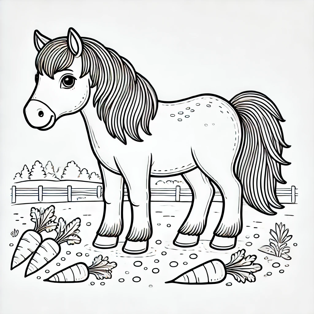 Pferd mit liebevollen Details kostenlos drucken