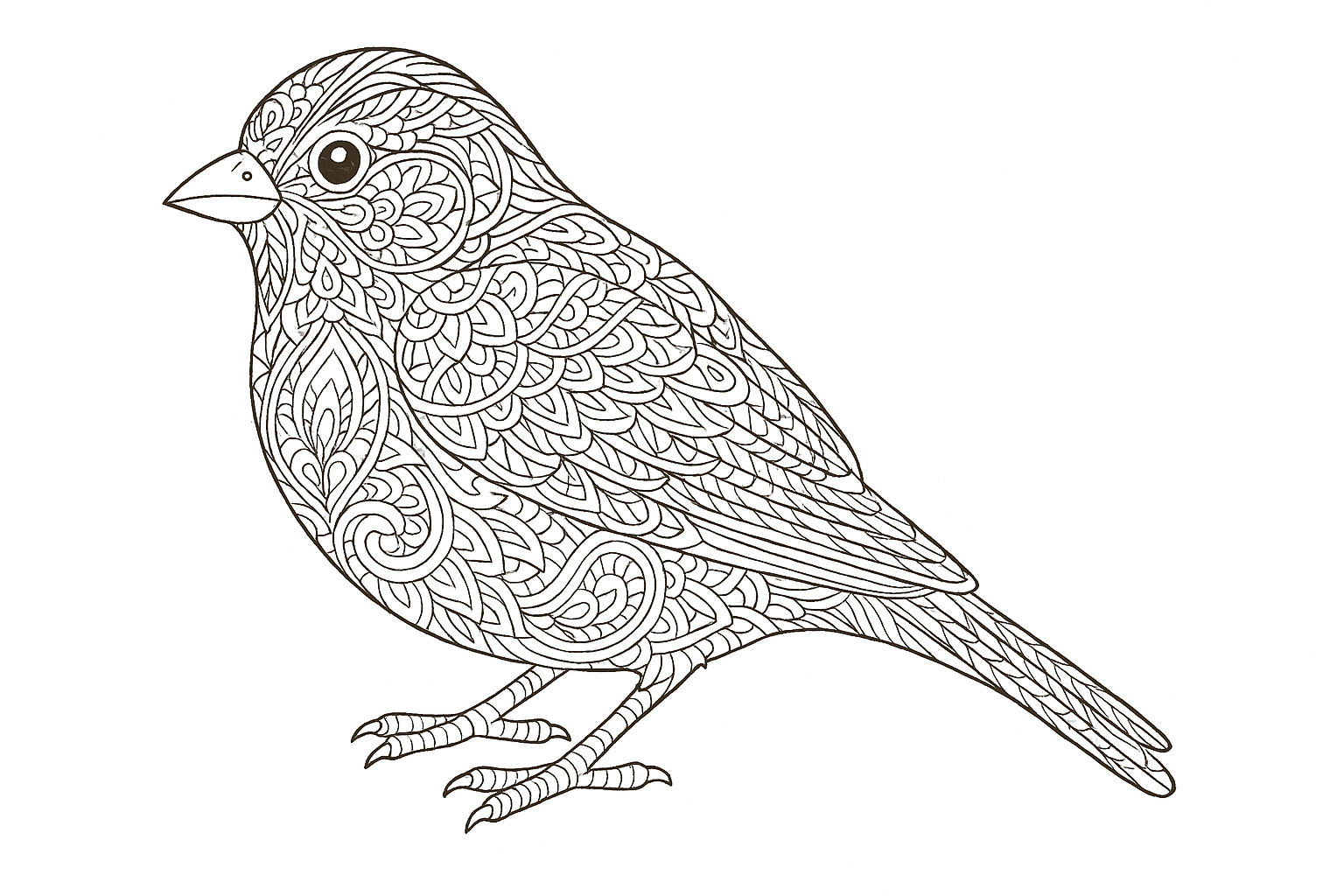 Spatz als detailreiche Malvorlage