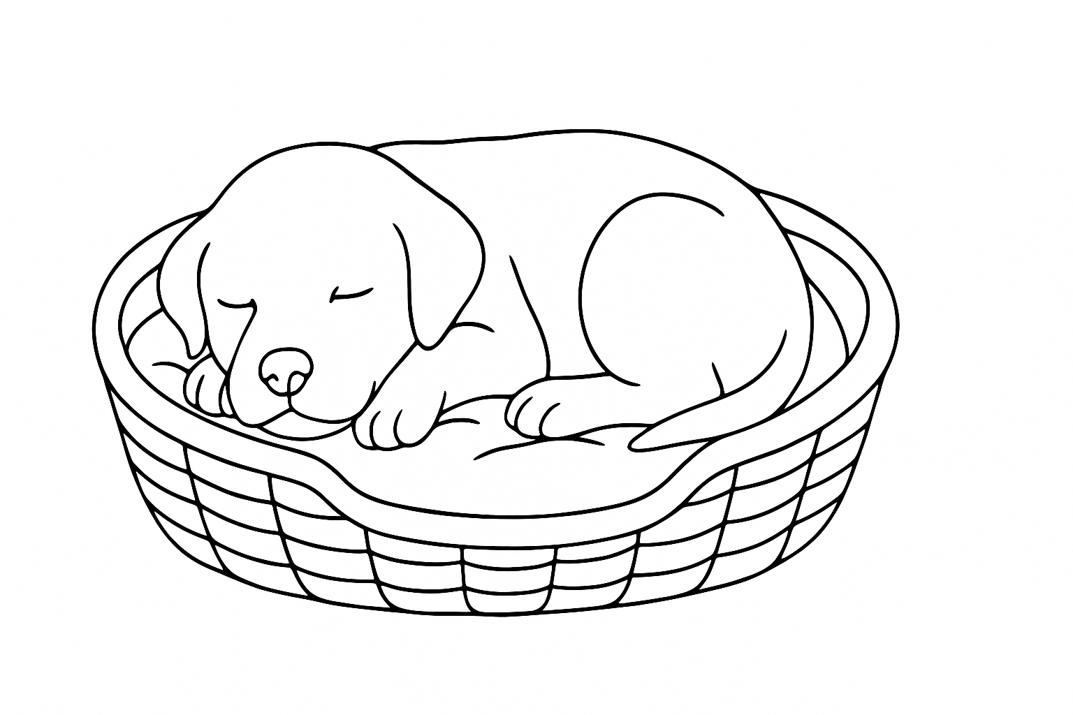 Adorable cachorro en su cesta