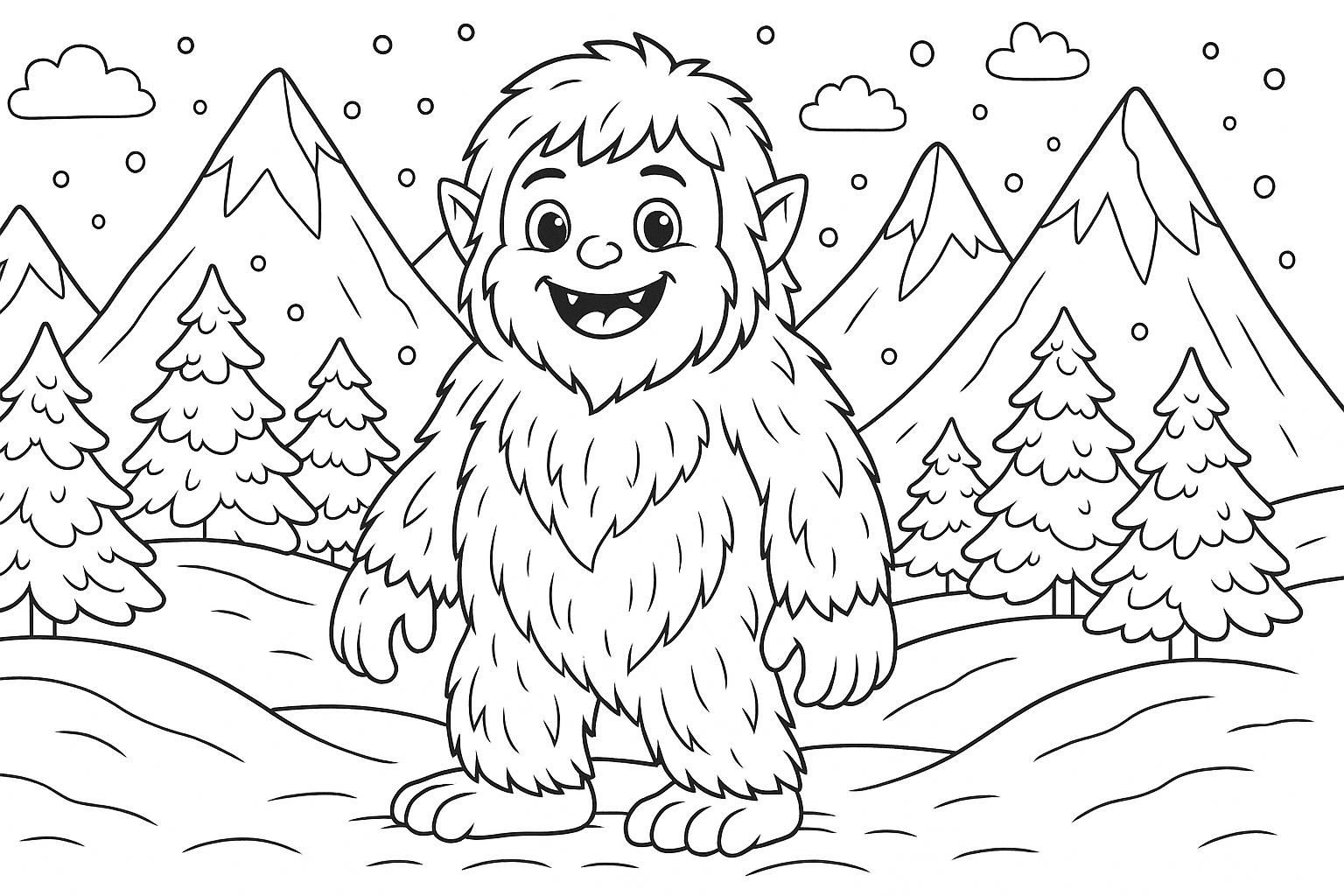 Adorable Yeti en las montañas