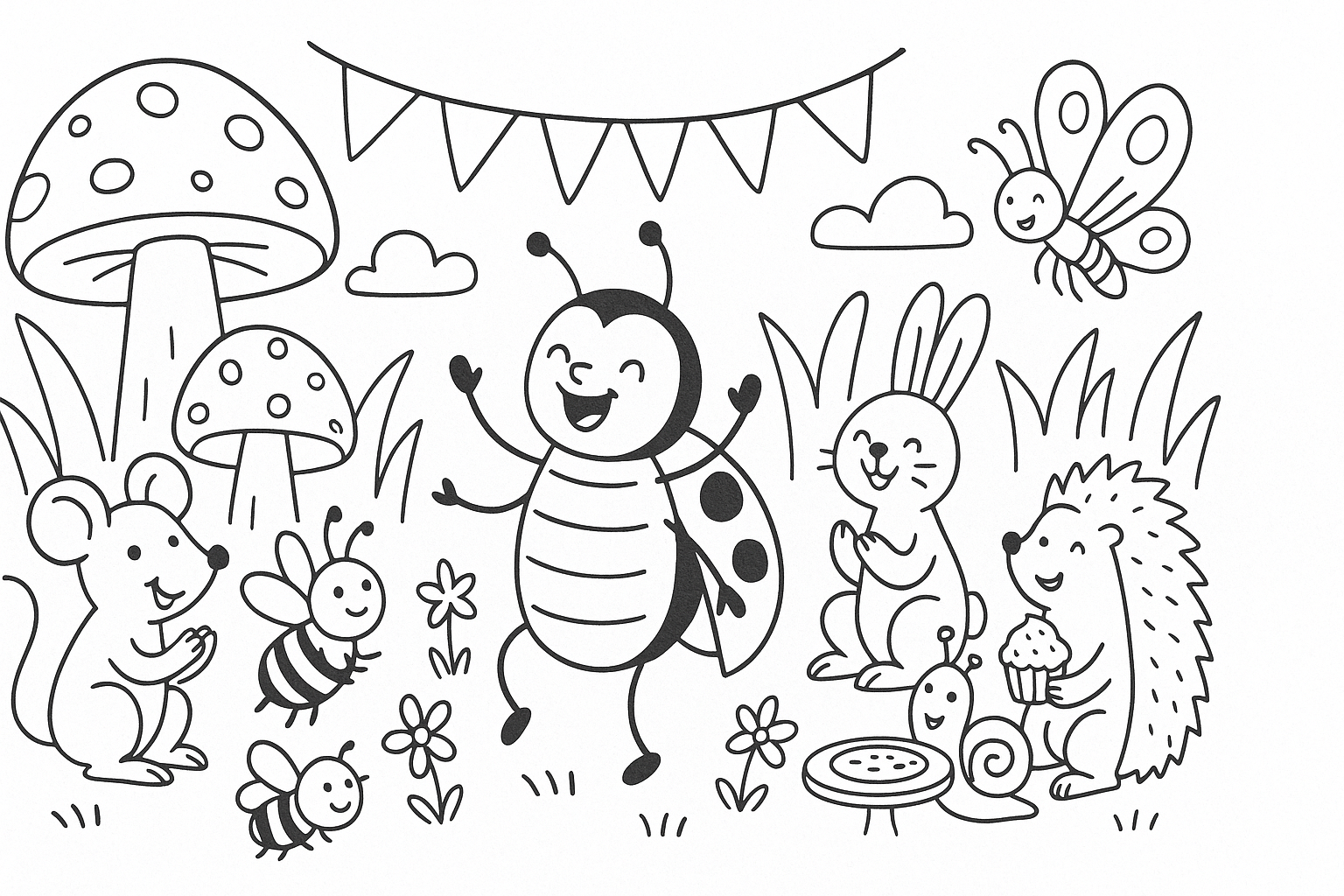 Animales de fiesta en el bosque – lámina gratis