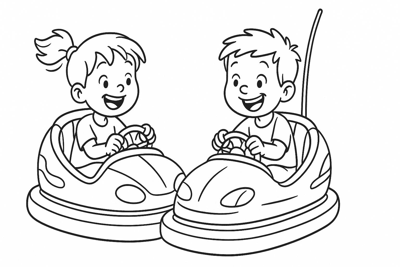 Autos de choque con niños – para colorear