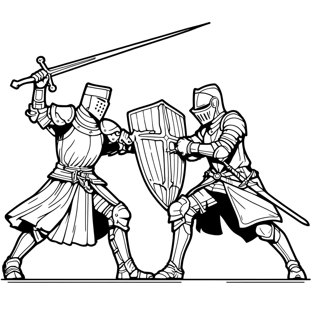 Batalla de caballeros medievales