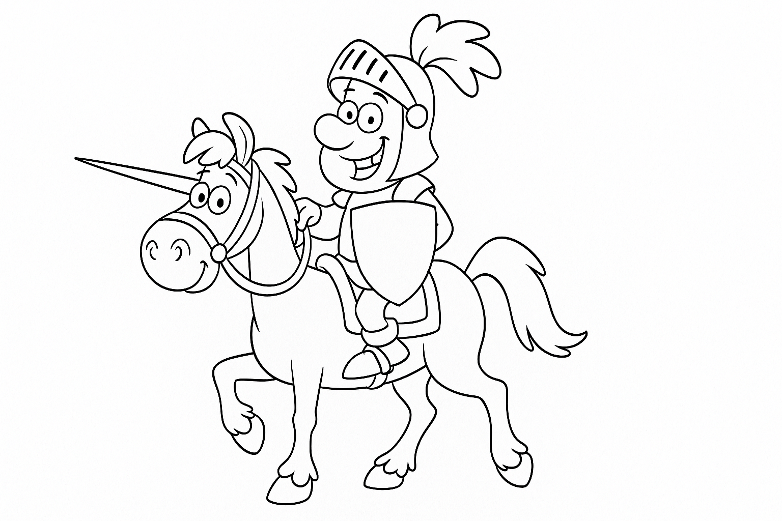 Caballero con lanza a caballo – para colorear