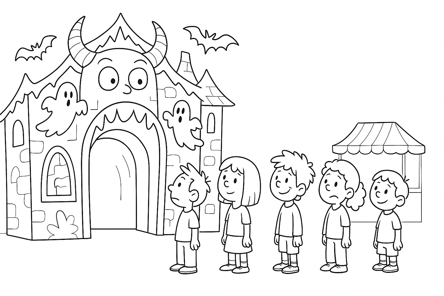 Casa encantada para colorear – descarga gratis para niños