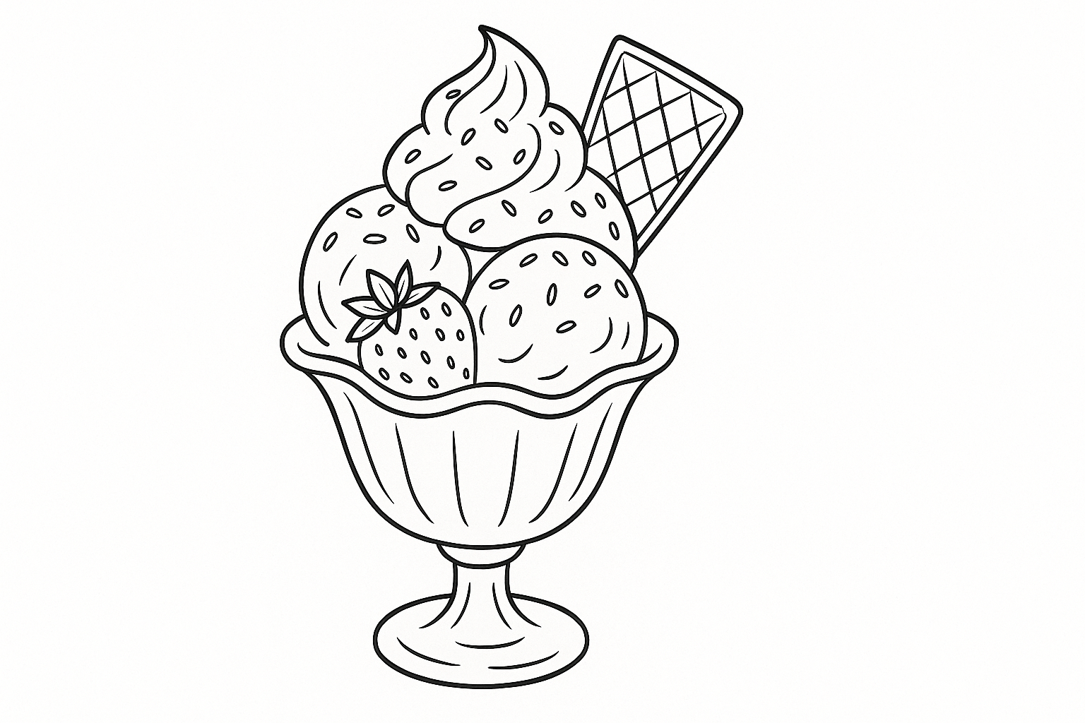 Copa de helado con fresas y virutas