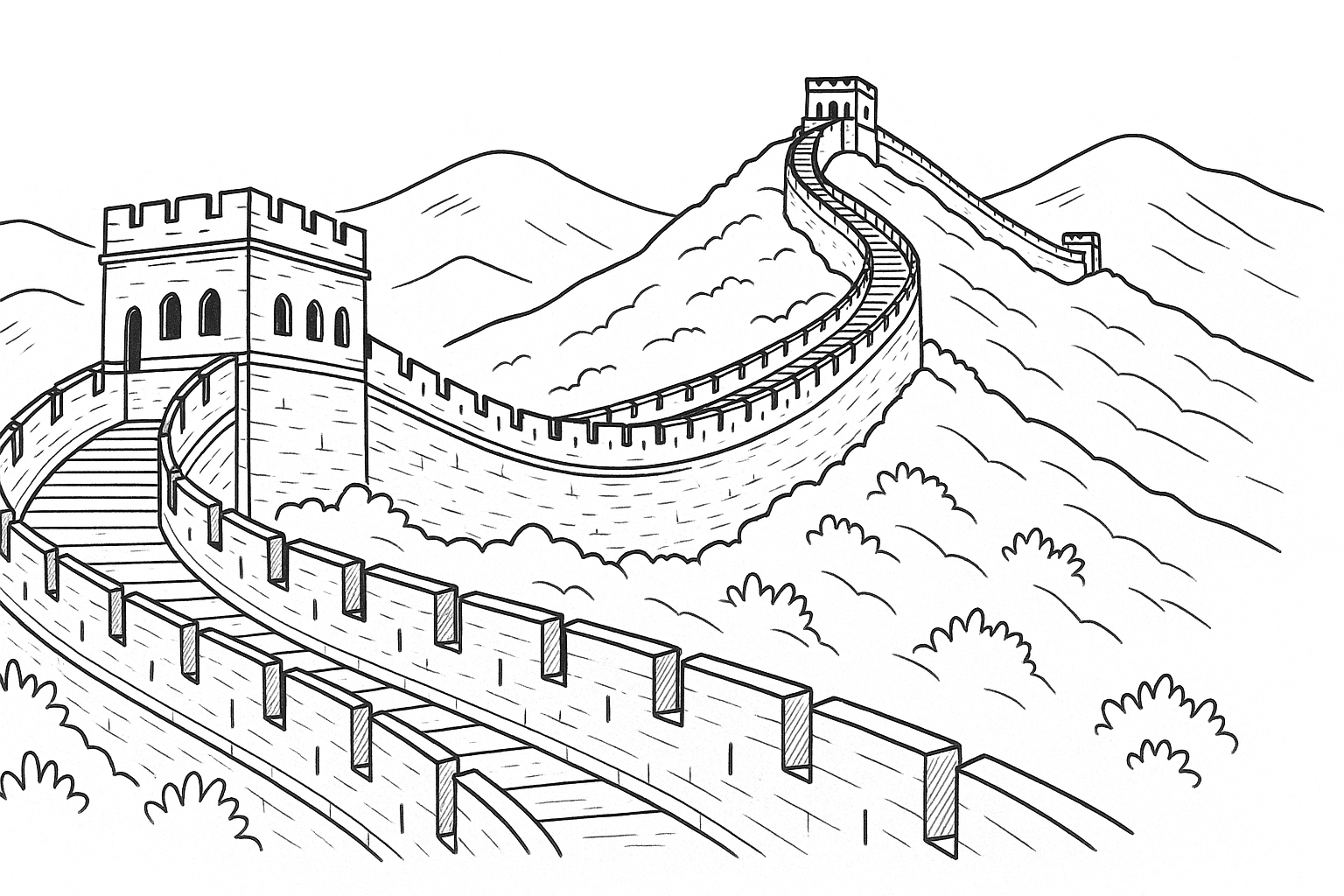 Dibujo gratuito para colorear de la Gran Muralla China