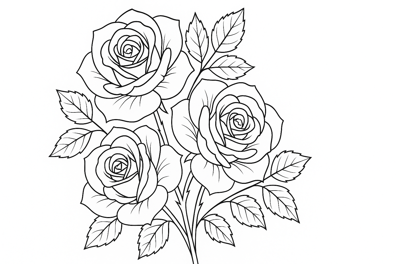 Dibujo para colorear gratuito de rosas para imprimir