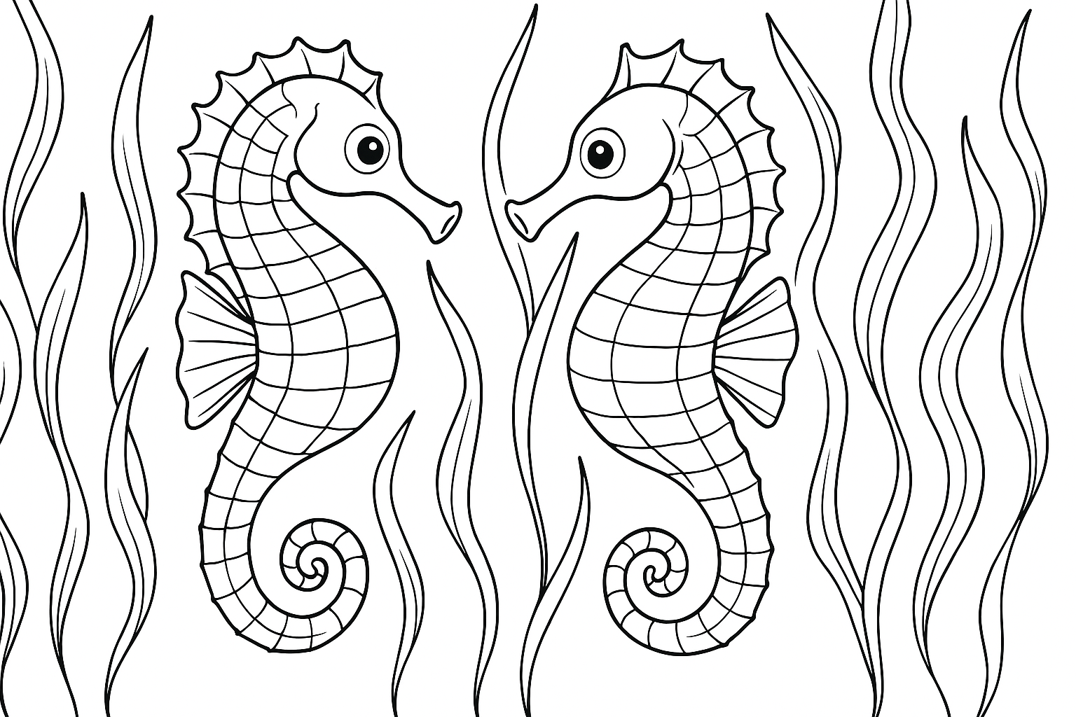 Dos caballitos de mar en el pasto marino