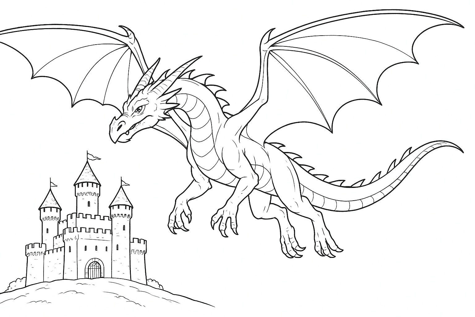 Dragón – página para colorear: descarga gratis y colorea