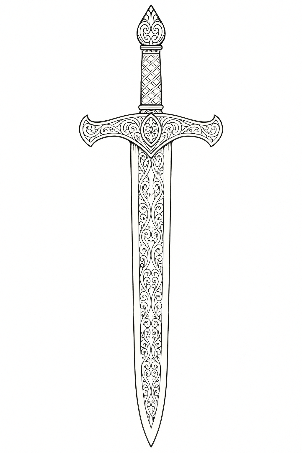 Espada con ornamentos para colorear