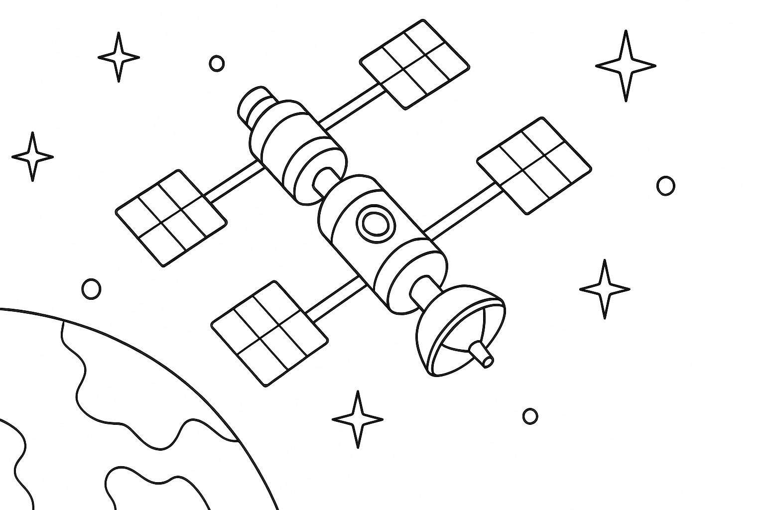 Estación espacial con paneles solares
