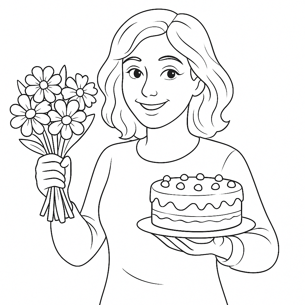 Flores y pastel para el Día de la Madre