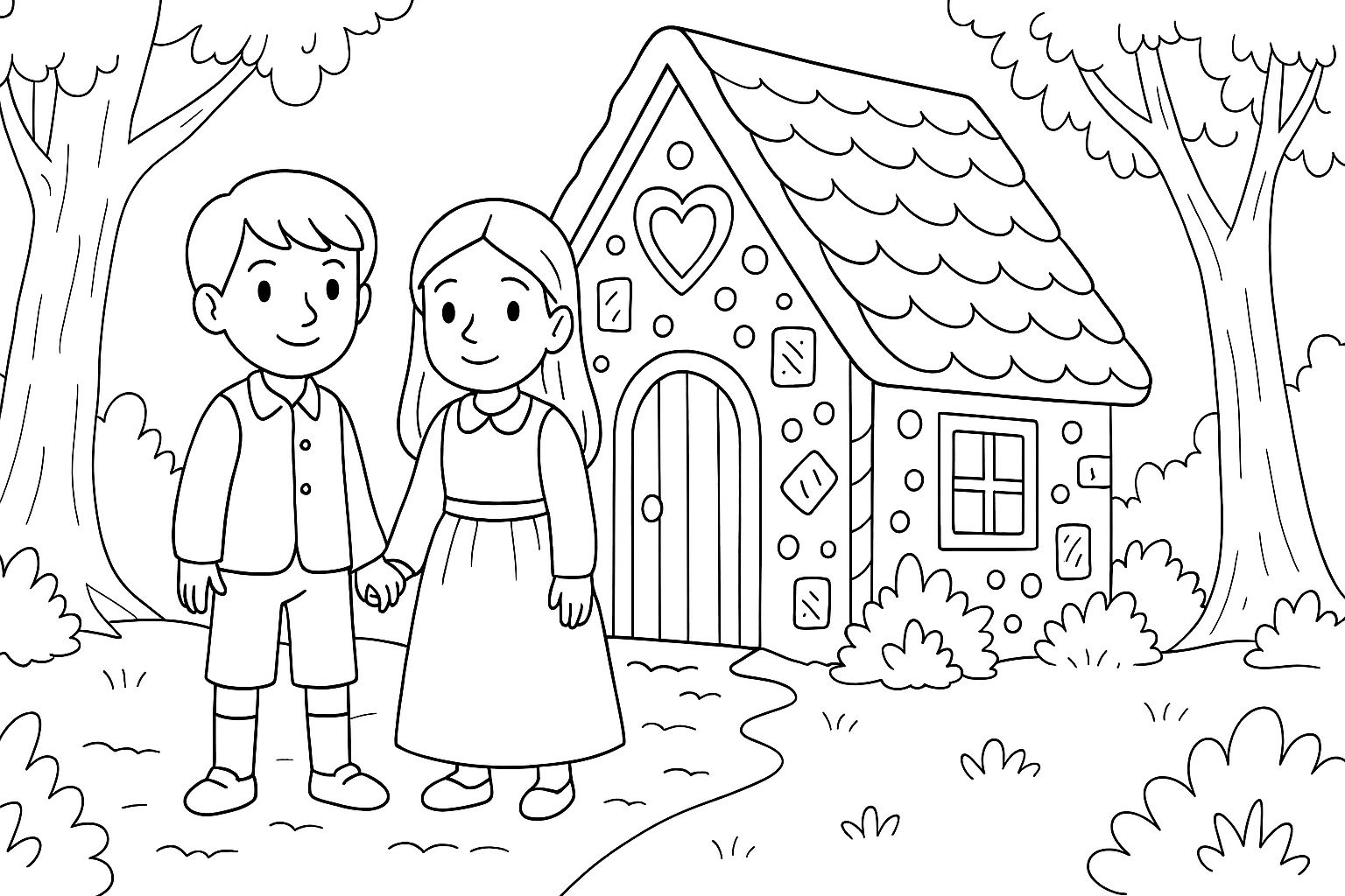 Hansel y Gretel en la casa de la bruja