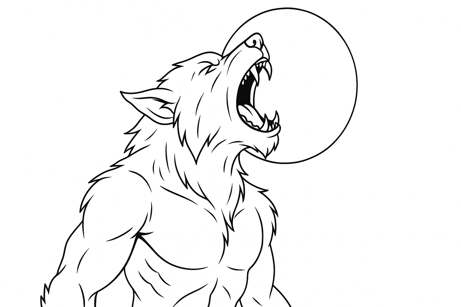 Hombre lobo aullando bajo la luna