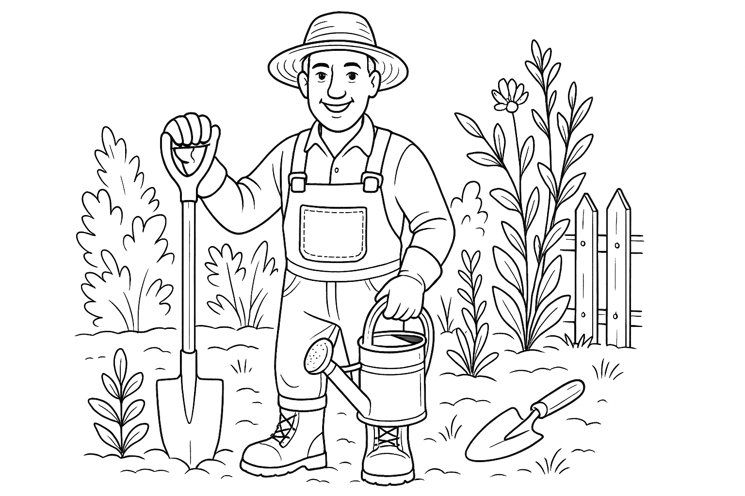 Jardinero con herramientas de jardinería