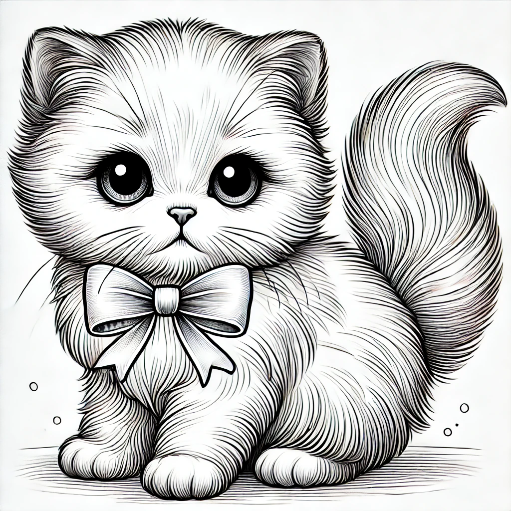 Lindo gatito con un lazo para imprimir