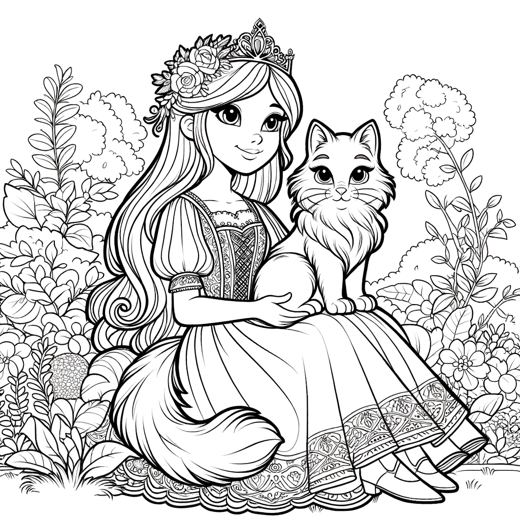 Momentos mágicos con la princesa y el gato en el jardín