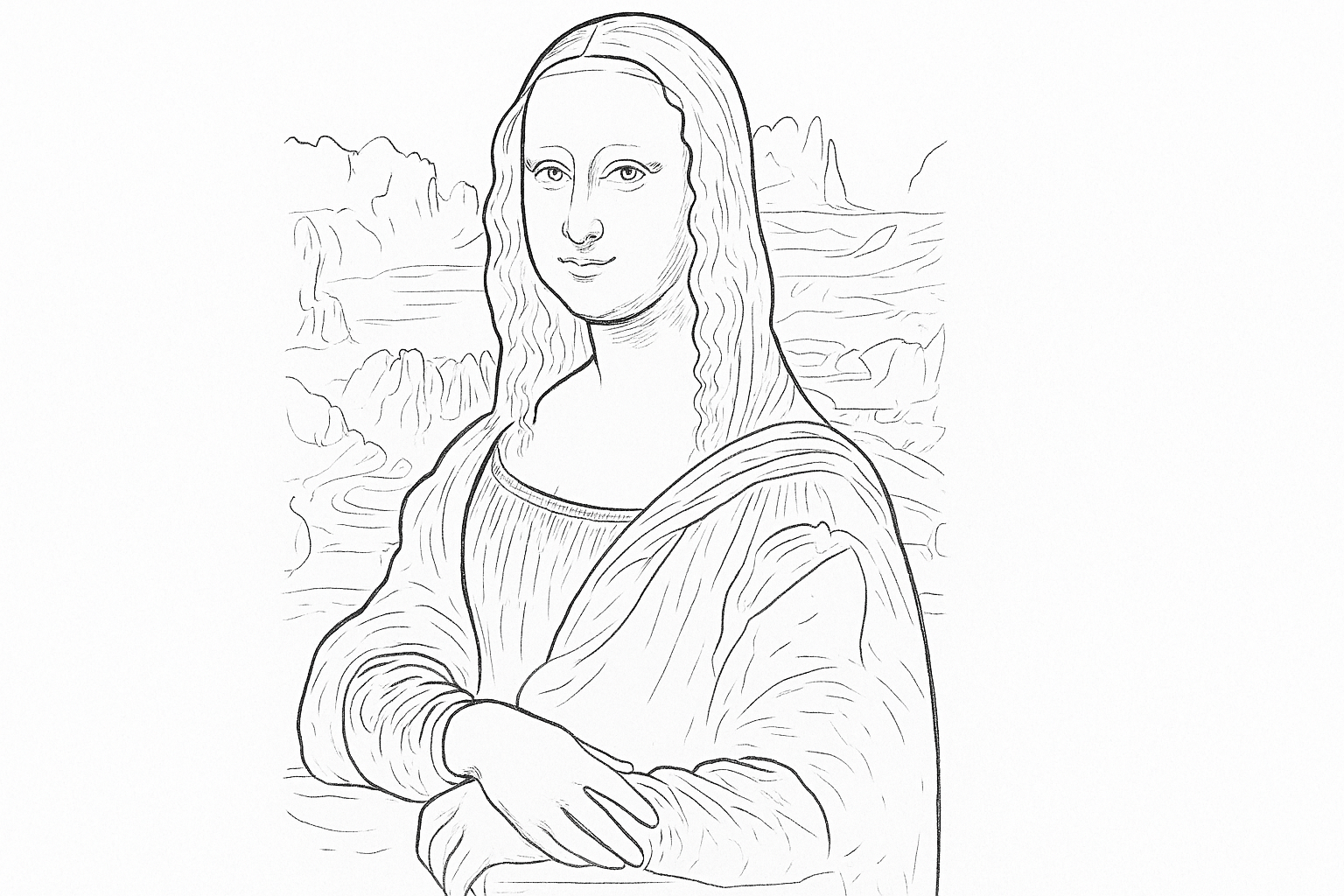 Mona Lisa para colorear – PDF gratis para imprimir