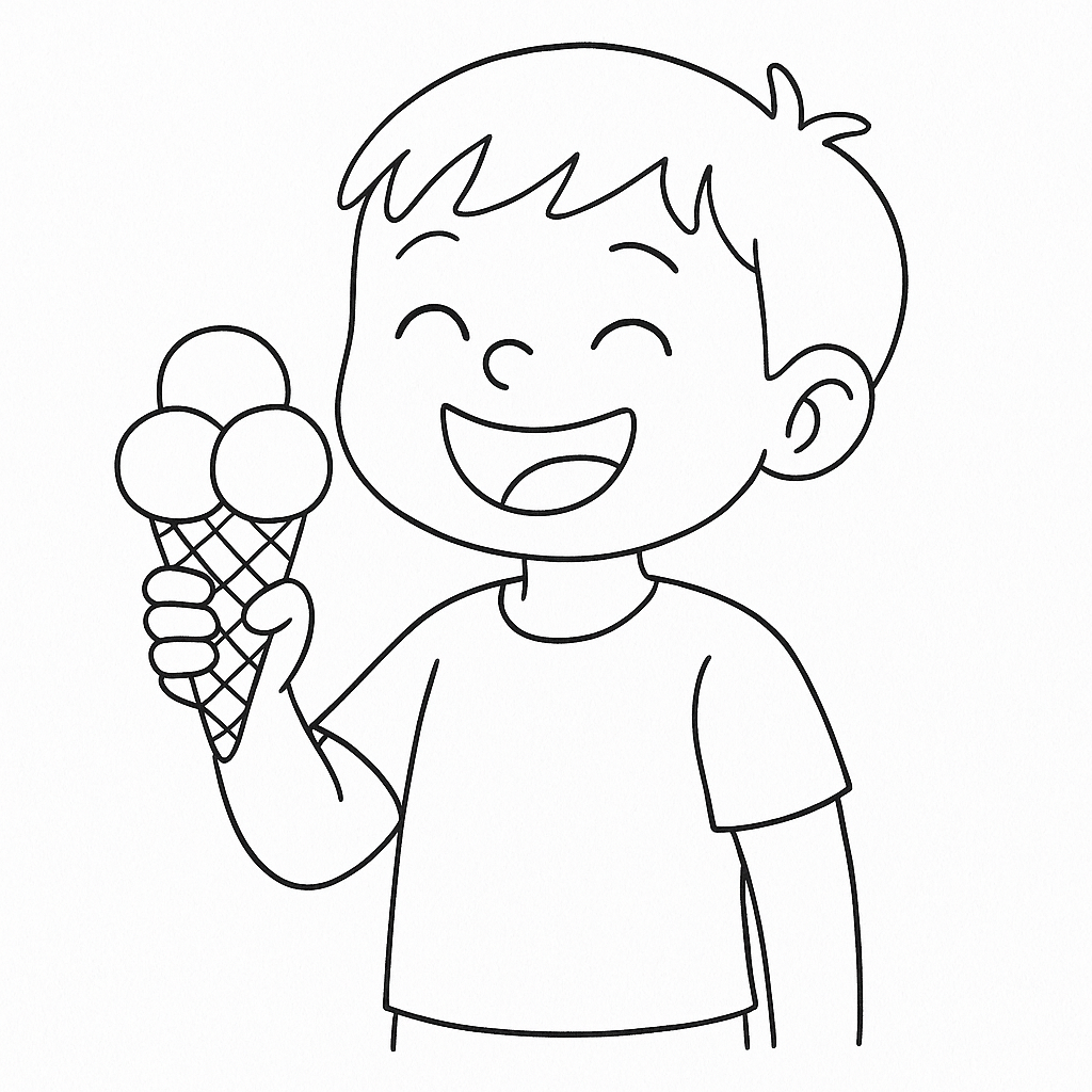 Niño feliz con delicioso helado