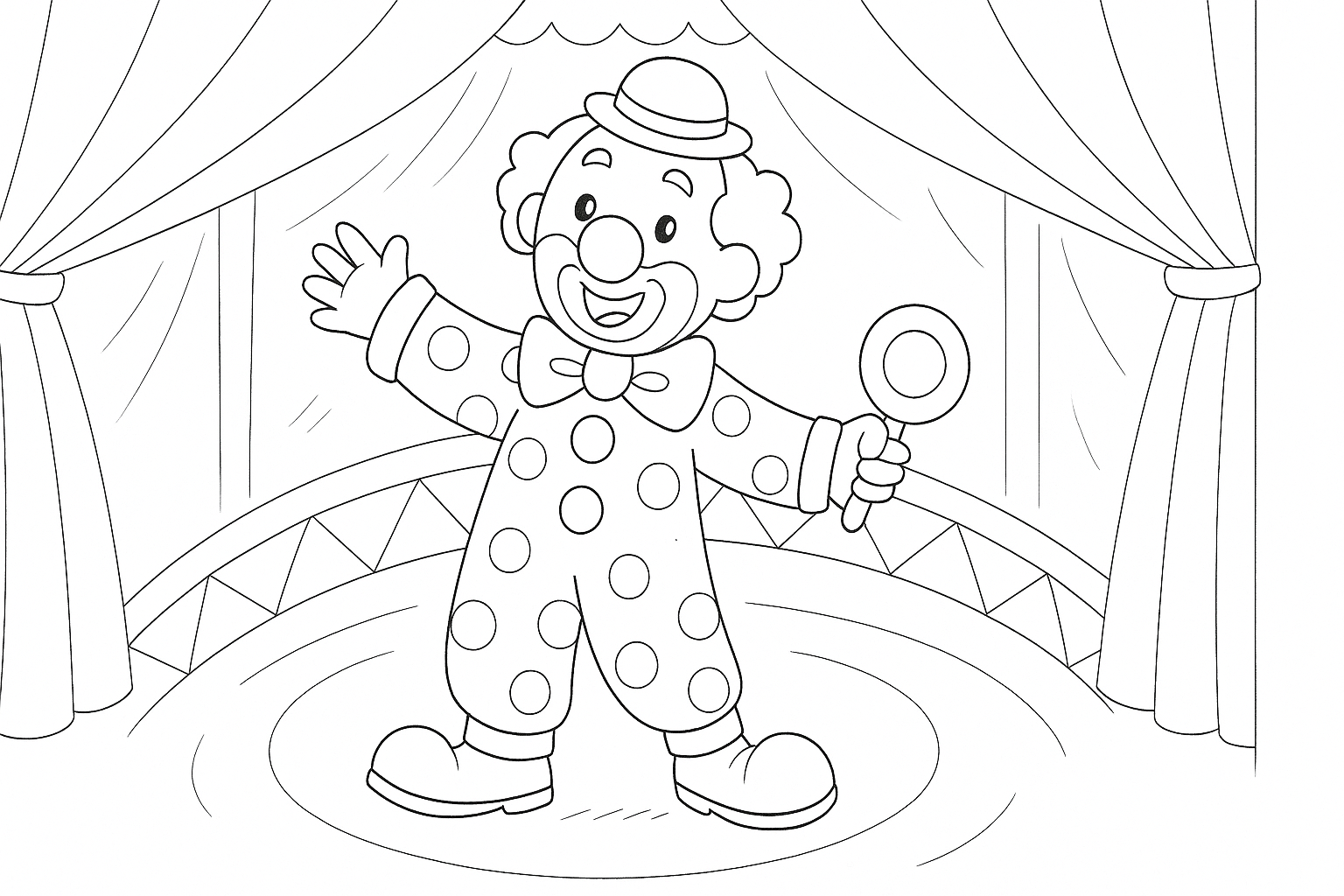 Payaso en la pista de circo para imprimir