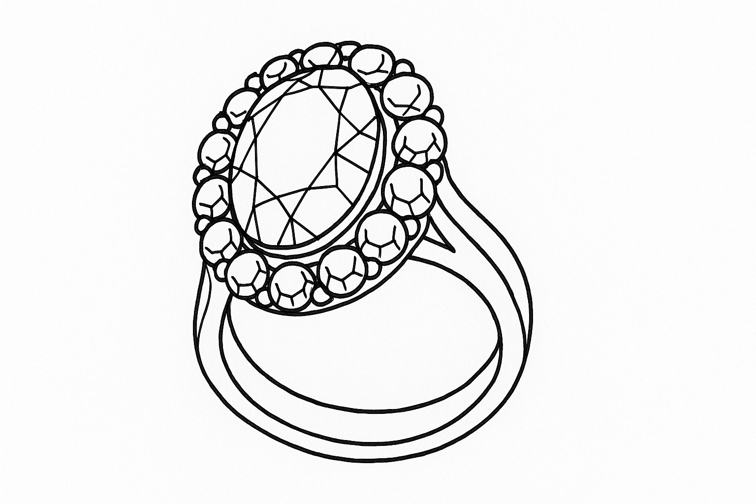 Página para colorear anillo con gemas – para niños