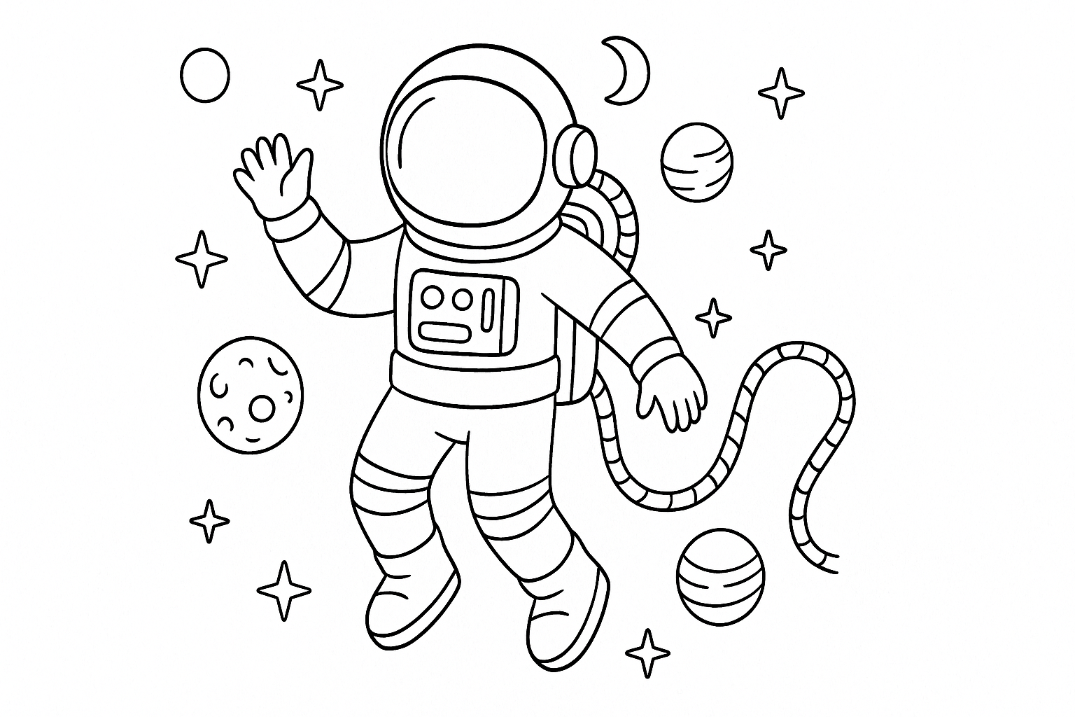 Página para colorear astronauta en caminata espacial – PDF gratuito