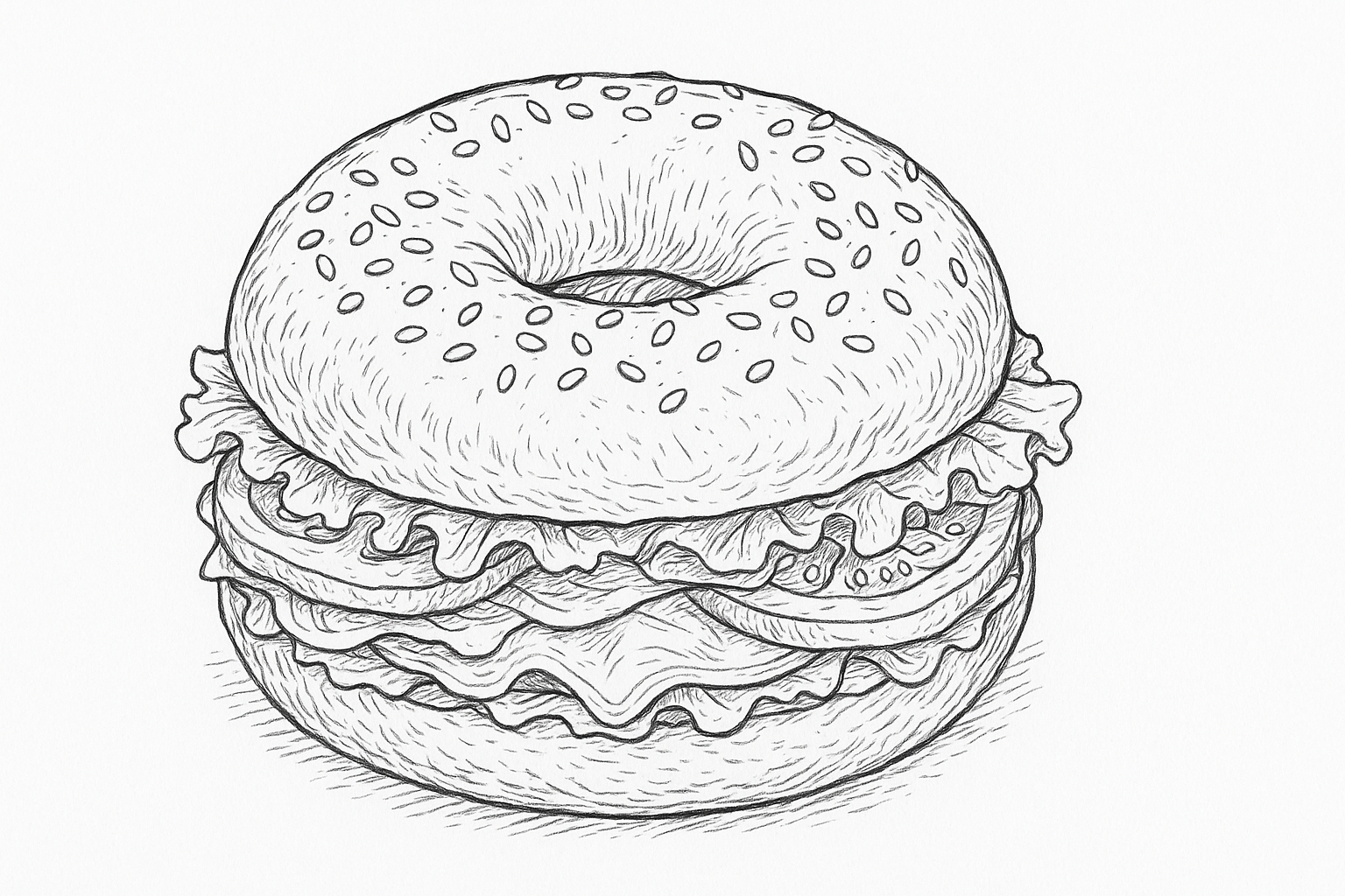 Página para colorear Bagel relleno: Plantilla gratuita para niños