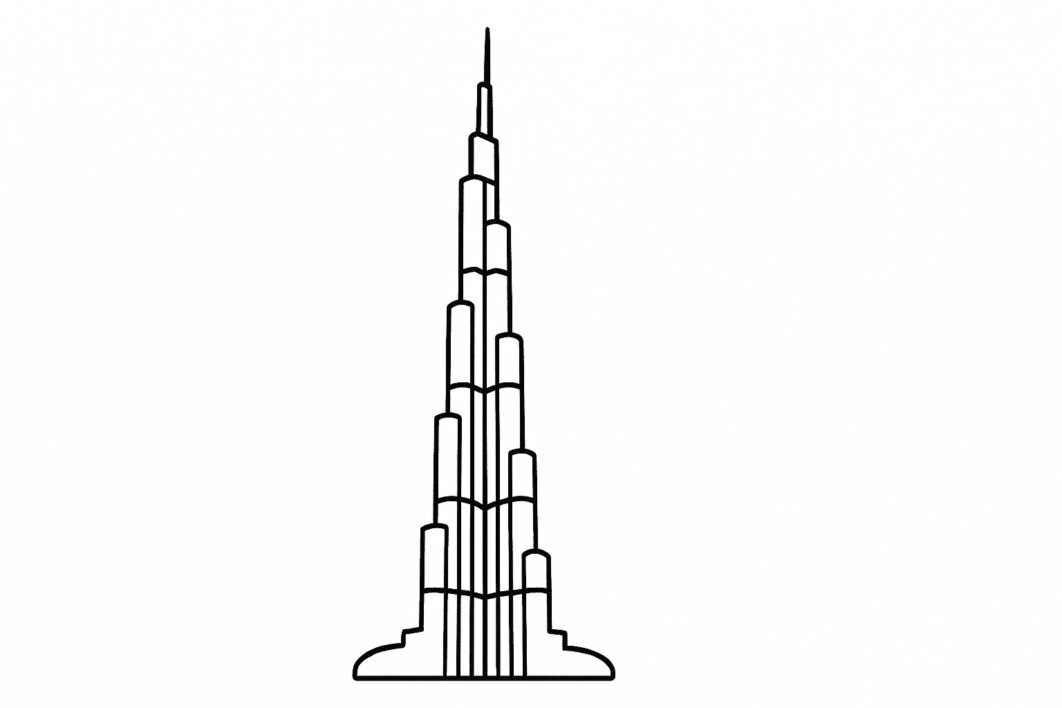 Página para colorear Burj Khalifa – Plantilla gratuita para niños
