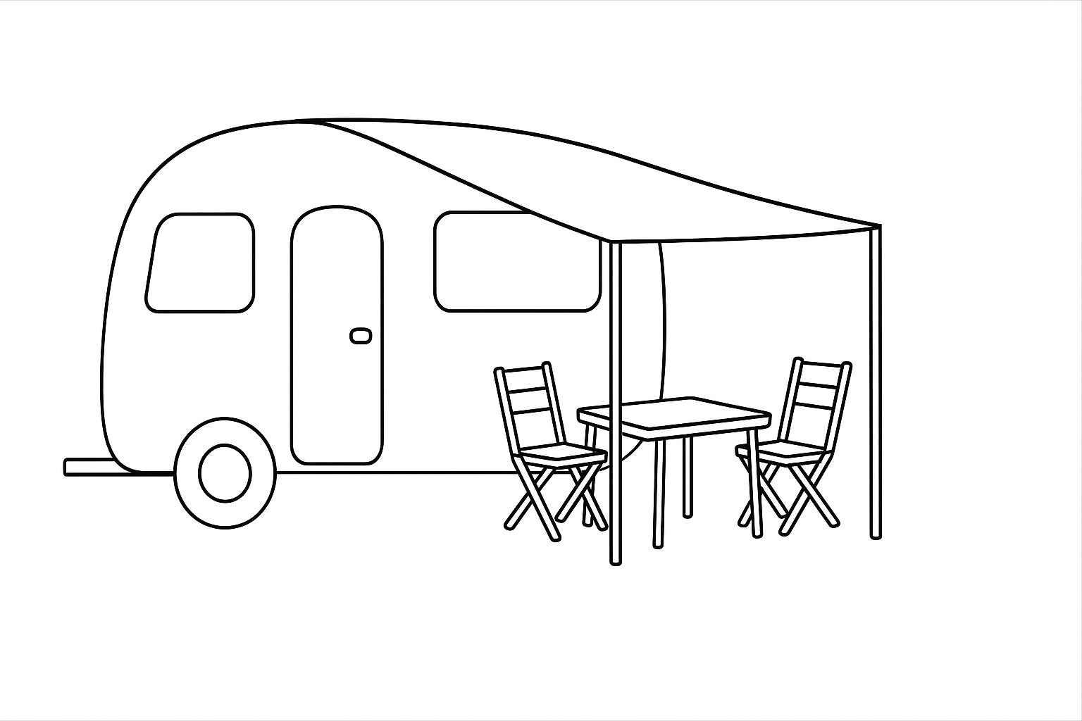 Página para colorear Caravana: Plantilla de camping para niños