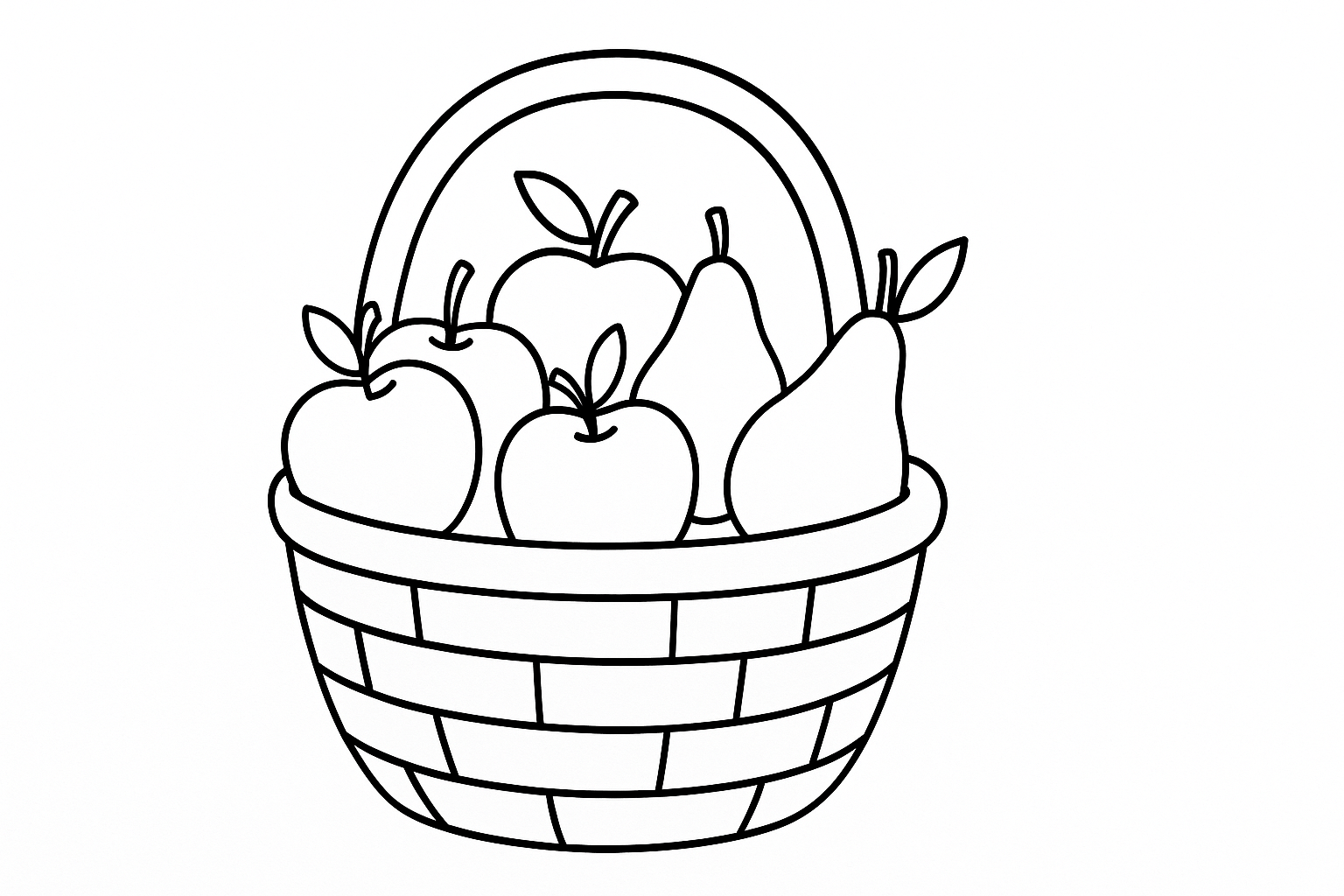 Página para colorear Cesta con manzanas y peras – Plantilla gratuita