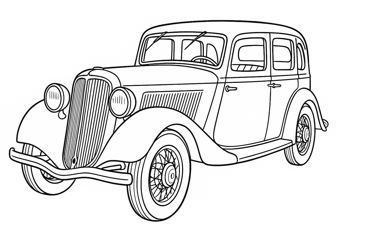 Página para colorear coche clásico: PDF para colorear