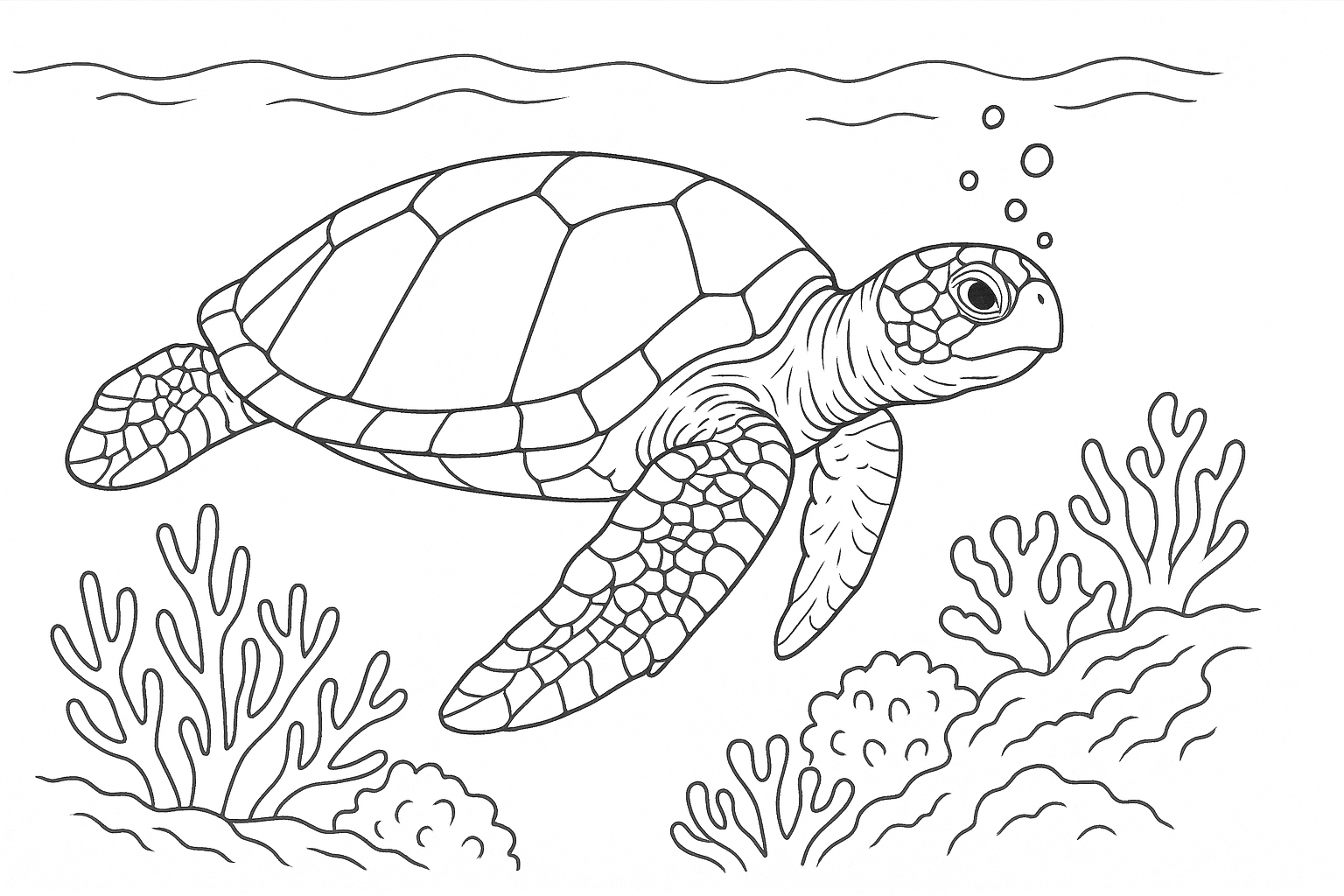 Página para colorear de tortuga marina gratis para niños