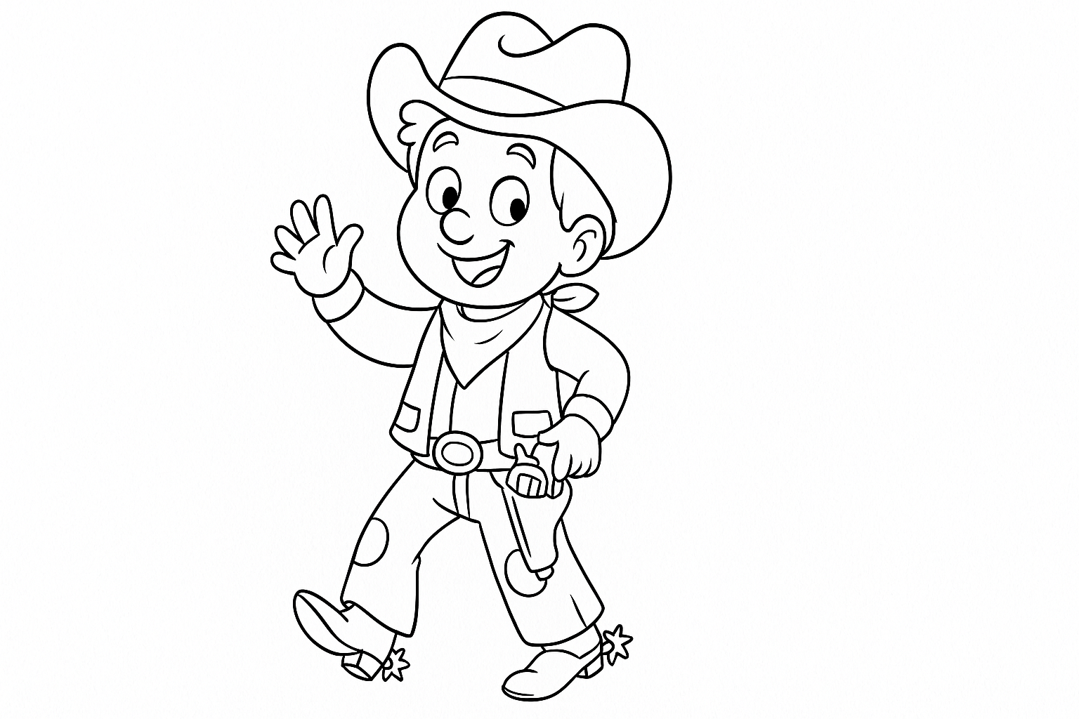 Página para colorear de vaquero: los niños la colorean a todo color