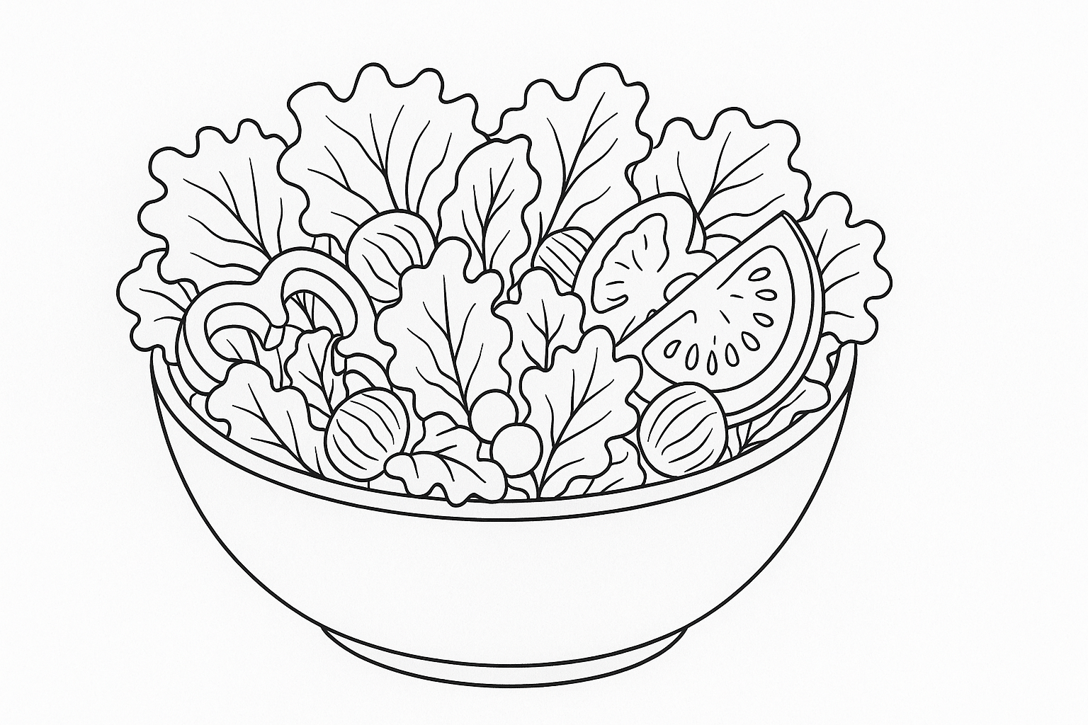 Página para colorear Ensalada gratuita como plantilla PDF para imprimir