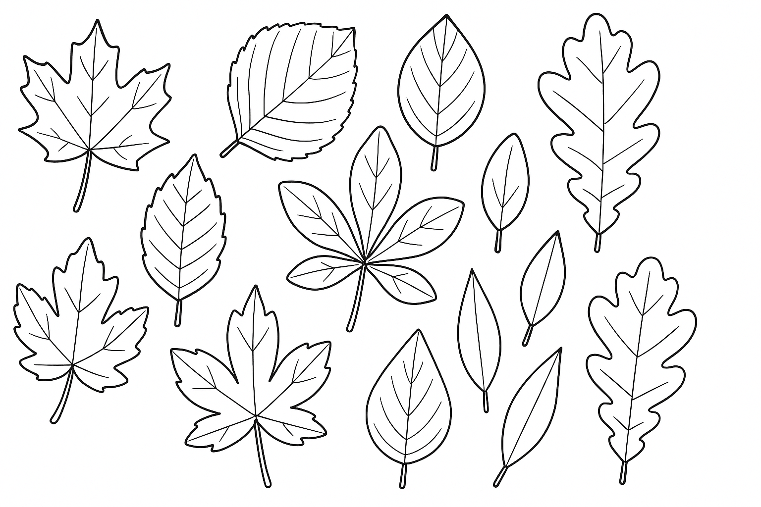 Página para colorear hojas de otoño: simple para imprimir