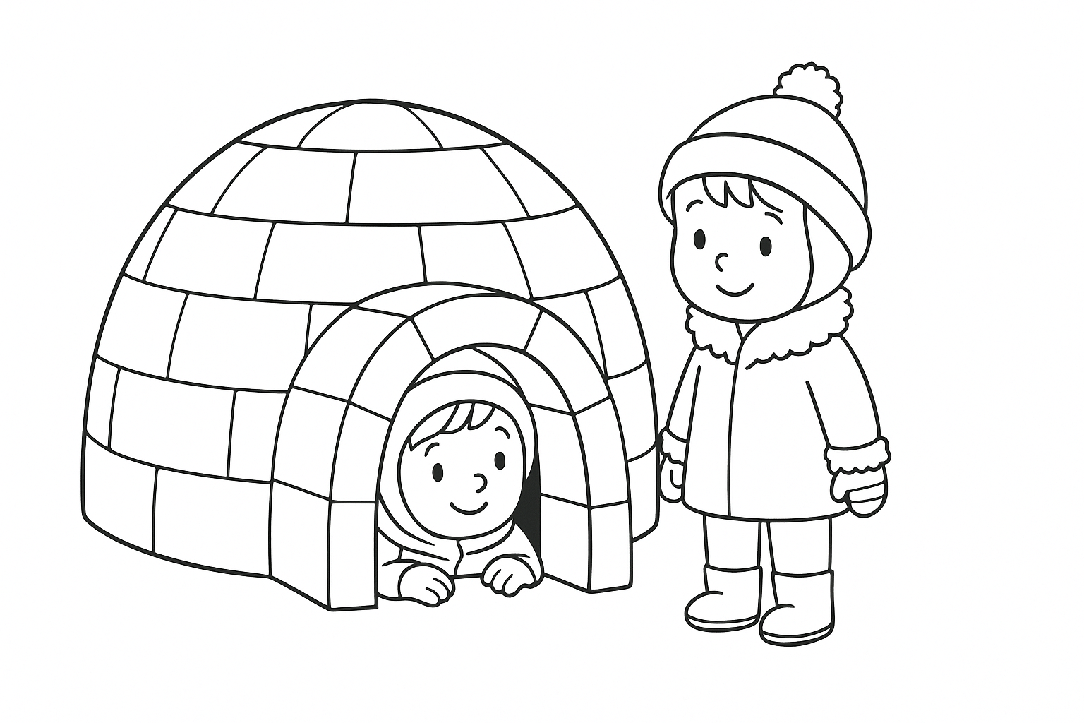 Página para colorear iglú para niños – PDF gratis