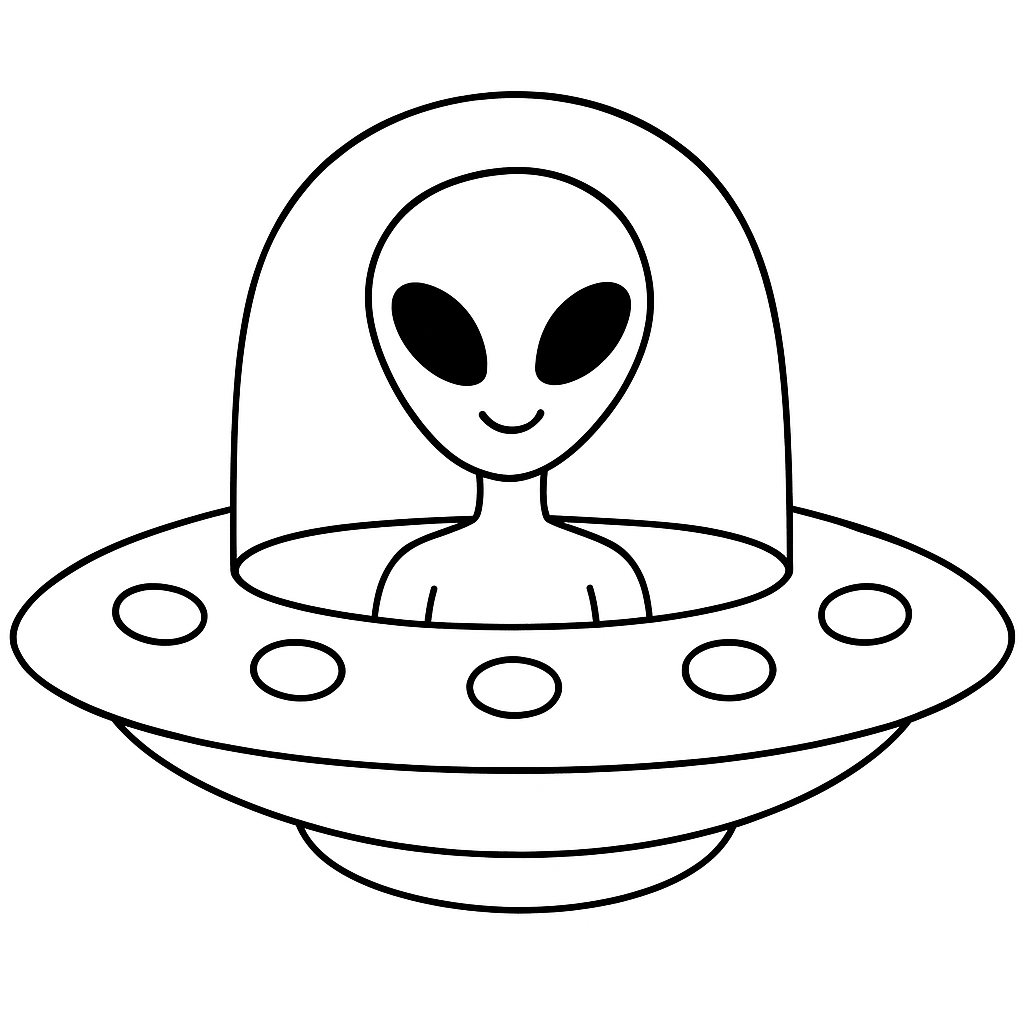 Página para colorear nave espacial alienígena – Plantilla infantil