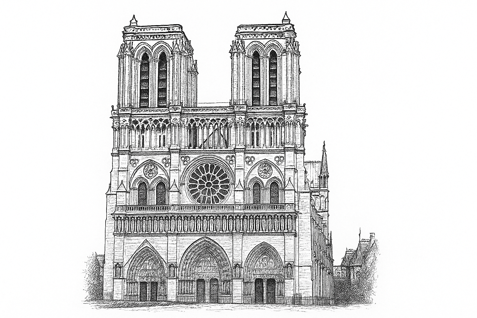 Página para colorear Notre-Dame de París – imprimir gratis