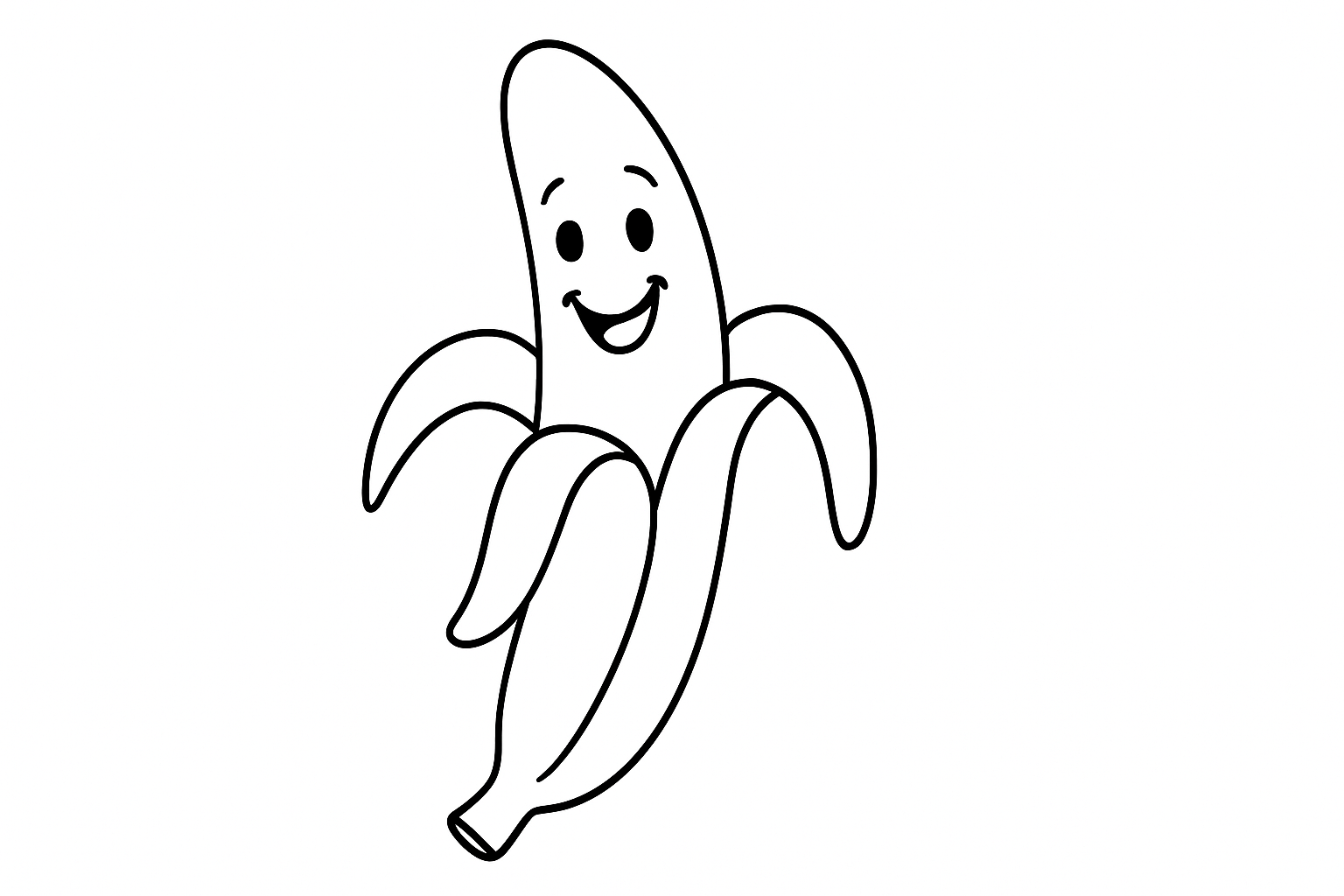 Página para colorear Plátano con cara sonriente – Plantilla gratuita