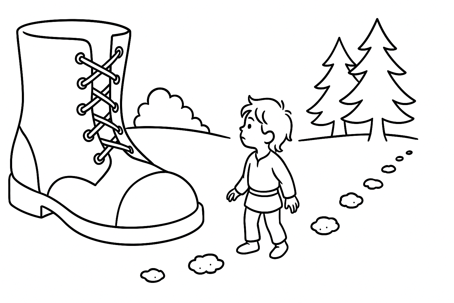 Página para colorear Pulgarcito – plantilla PDF gratuita