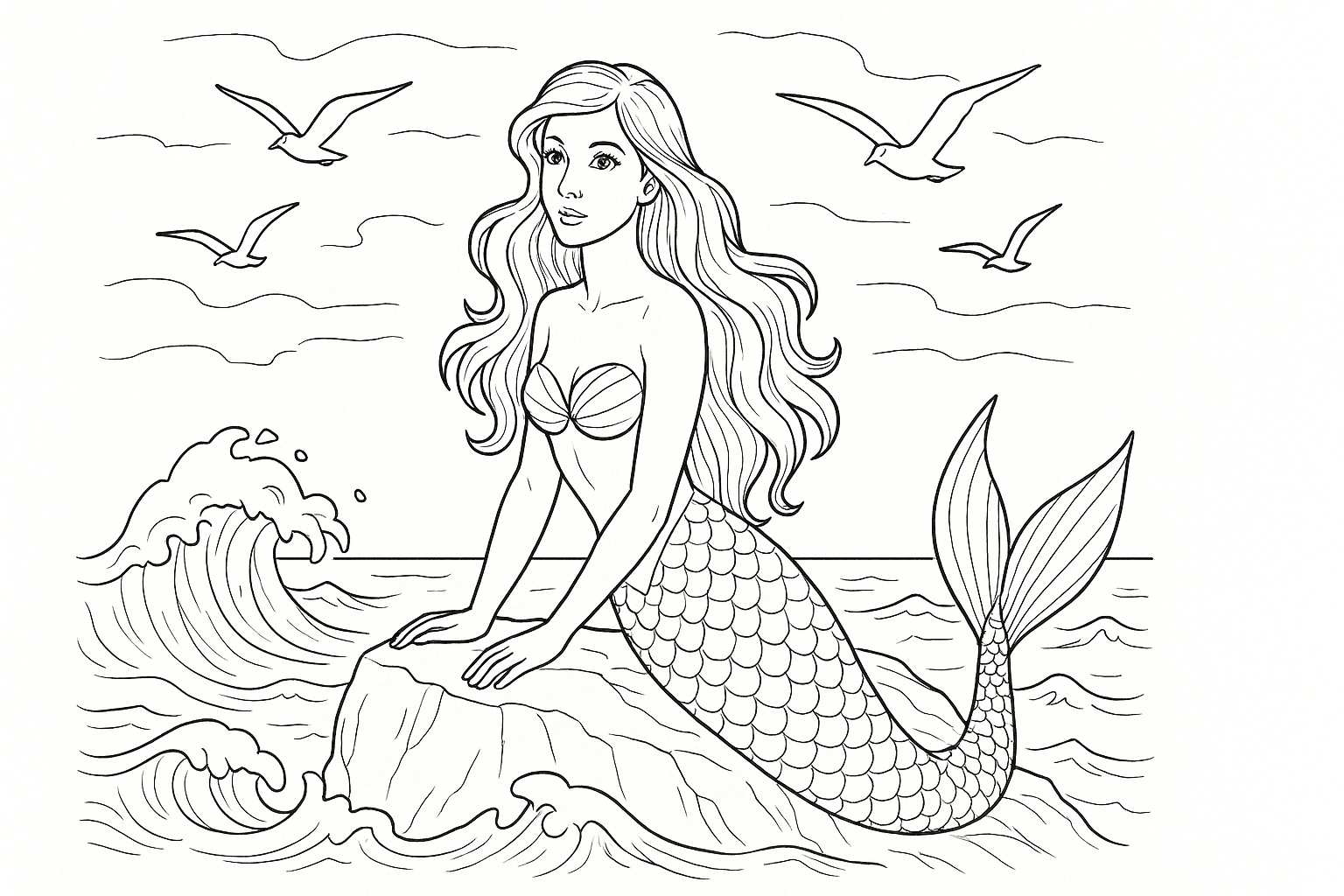 Página para colorear sirena – descarga gratis