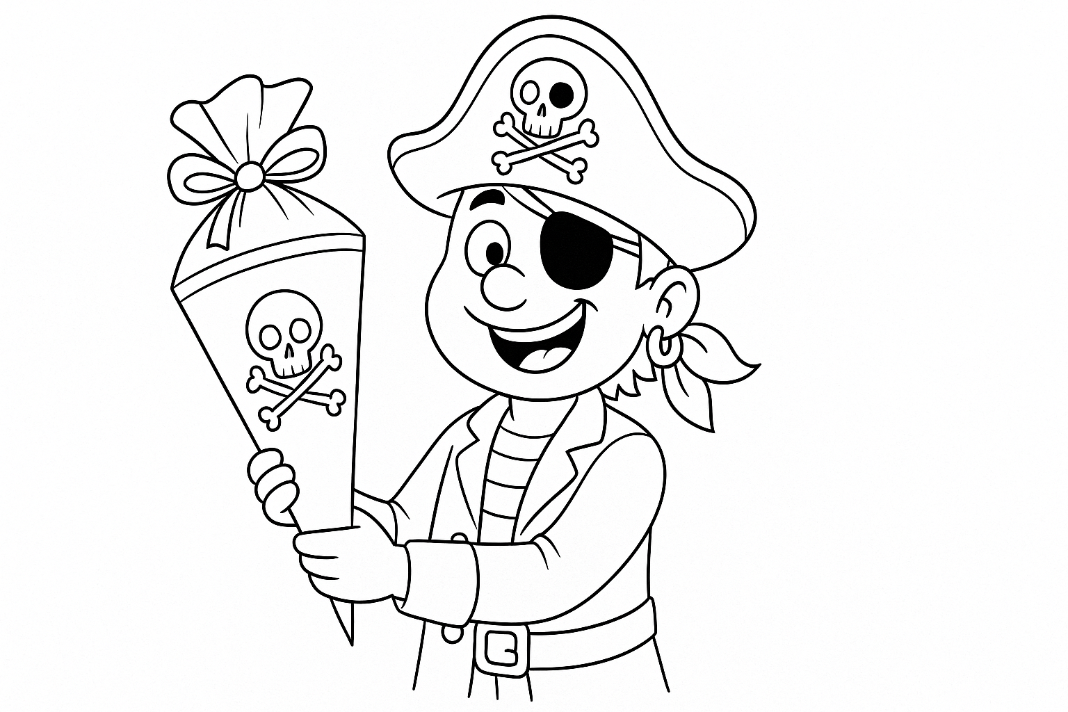 Pirata con cono escolar – página para colorear