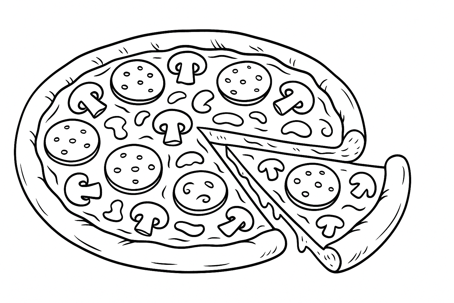 Pizza con salami, champiñones y queso