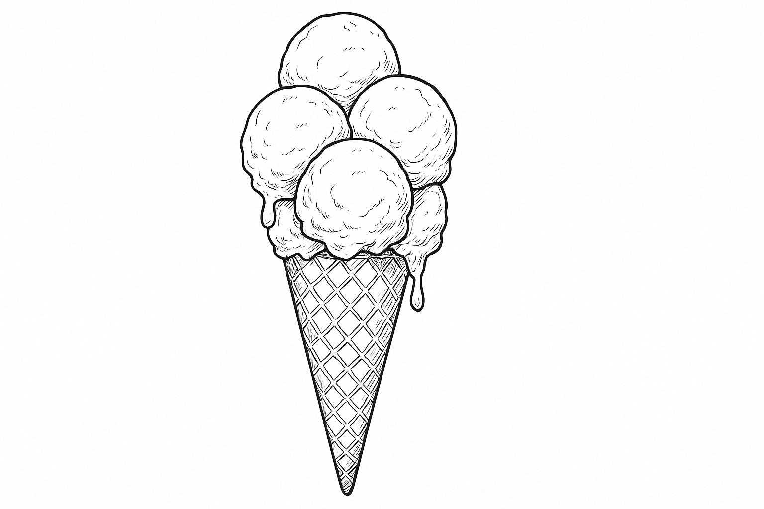 Plantilla gratuita: página para colorear de helado en DIN A4