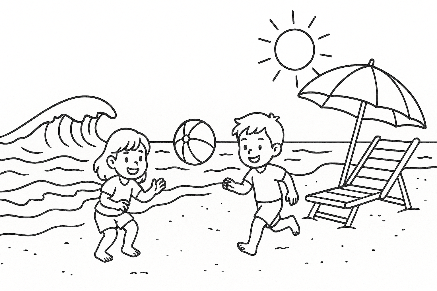 Playa con niños jugando